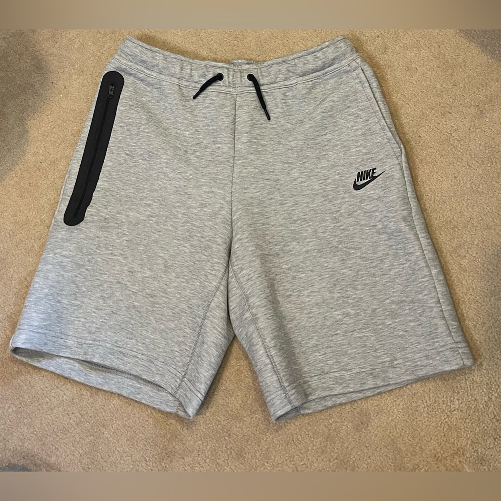 Nike Tech Grey Athletic Fleece Shorts with Black Accents